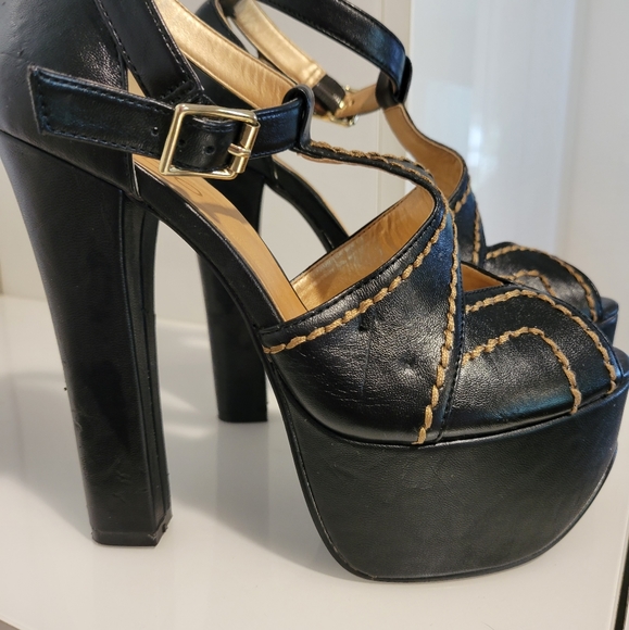 ALDO PLATFORM BLACK SIZE 8 HEELS - Picture 5 of 6